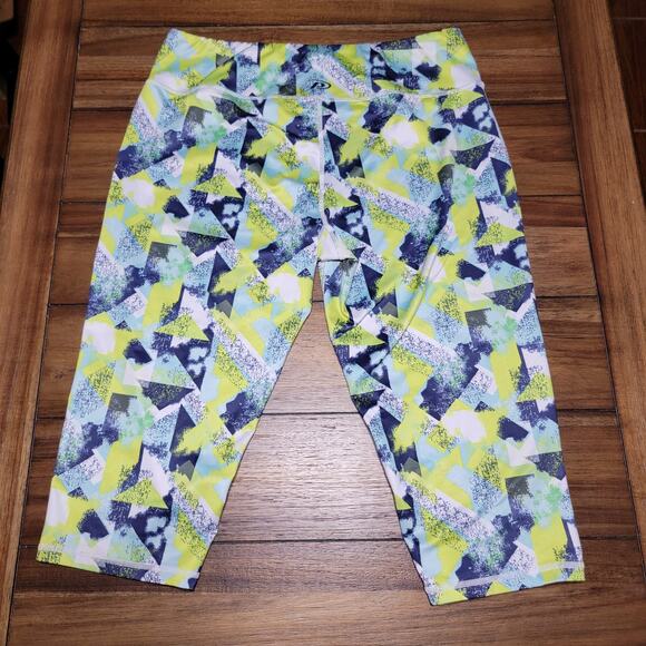 Pro Player Blue Green & Yellow Designs Wicking Leggings - Size XL - Picture 2 of 4